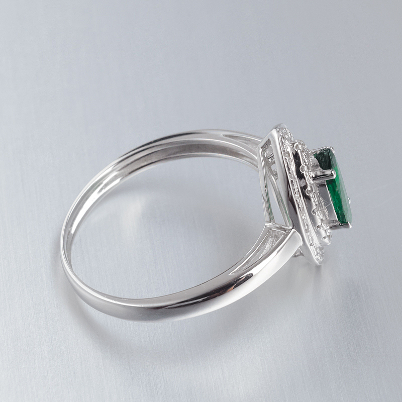 18K金镶钻哥伦比亚天然祖母绿戒指-红掌柜