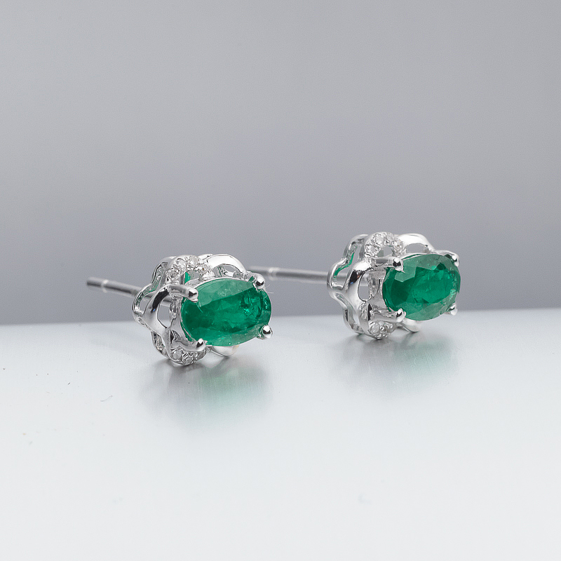 金镶钻祖母绿耳钉-红掌柜
