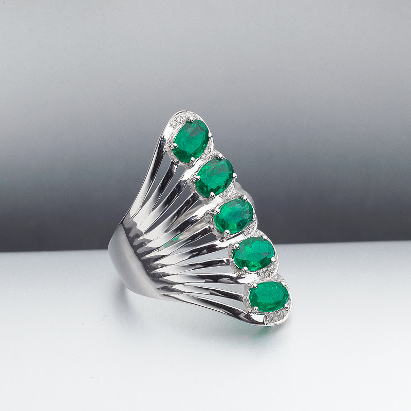 金镶钻哥伦比亚祖母绿群镶戒指-红掌柜