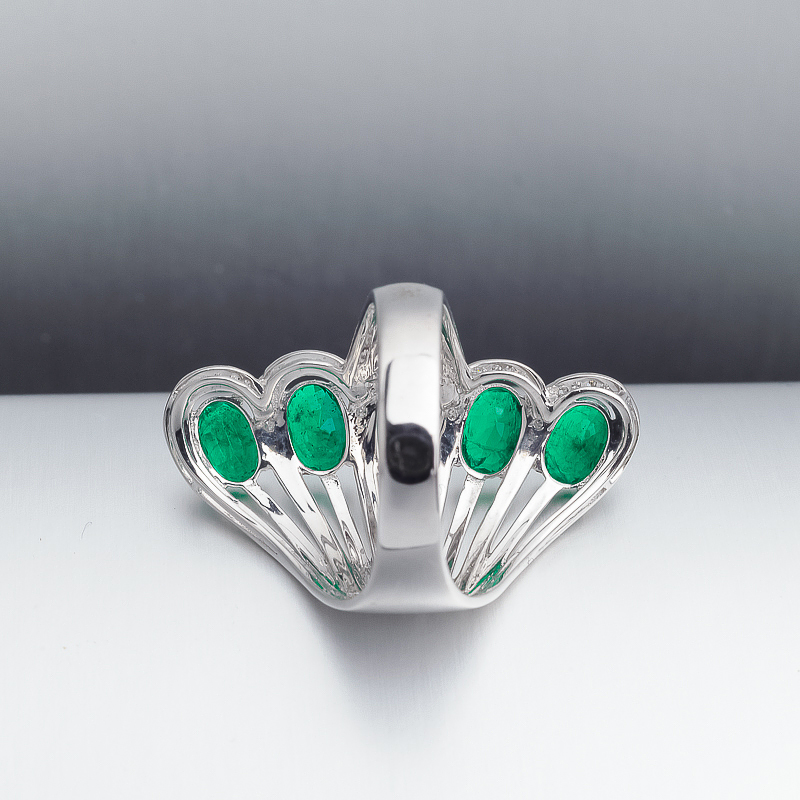 18K金镶钻哥伦比亚祖母绿戒指-红掌柜