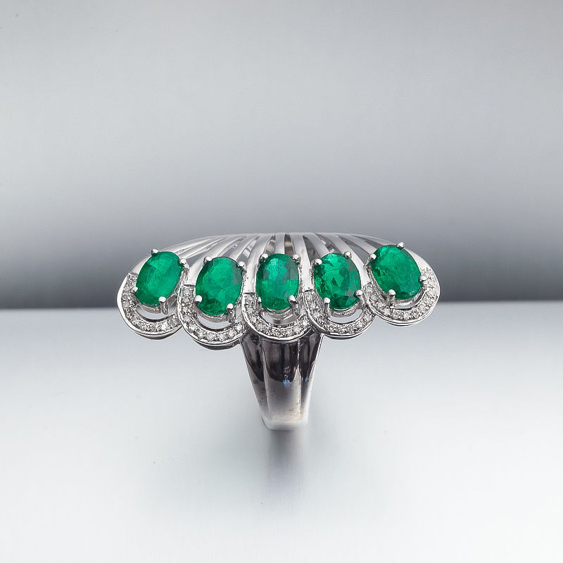 哥伦比亚祖母绿群镶戒指-红掌柜