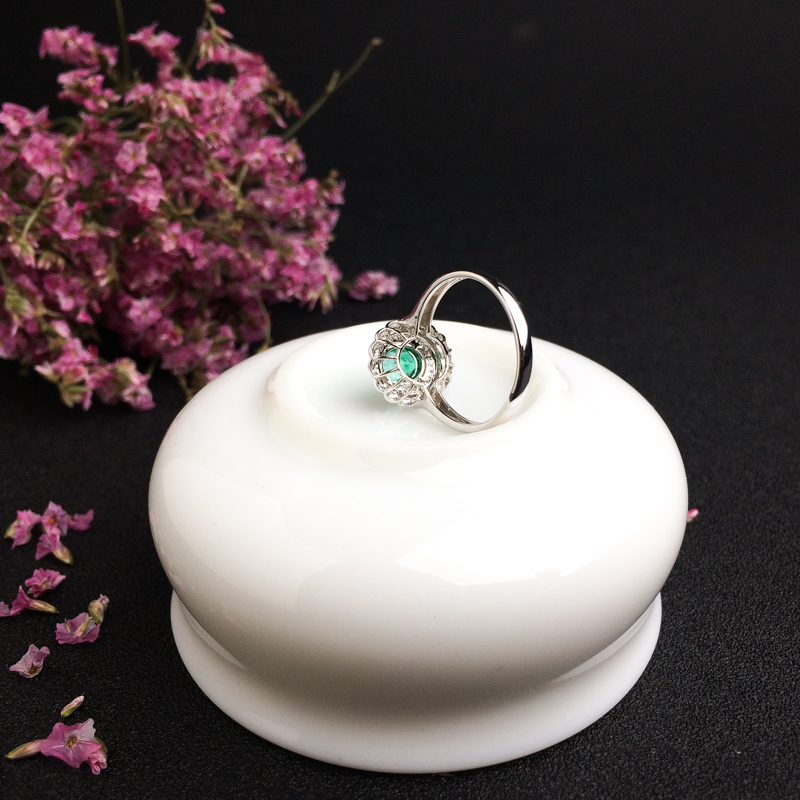 哥伦比亚18K金镶钻祖母绿戒指 - 红掌柜