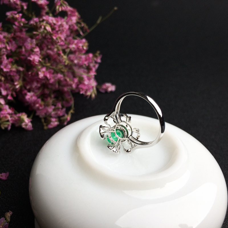 哥伦比亚18K金镶钻祖母绿戒指 - 红掌柜