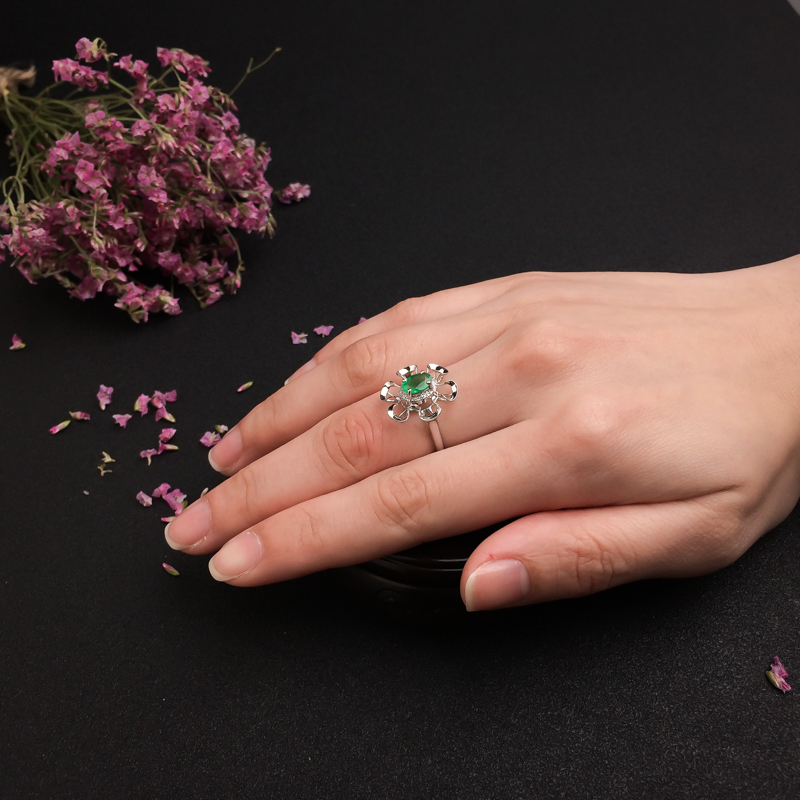 天然祖母绿戒指 - 红掌柜