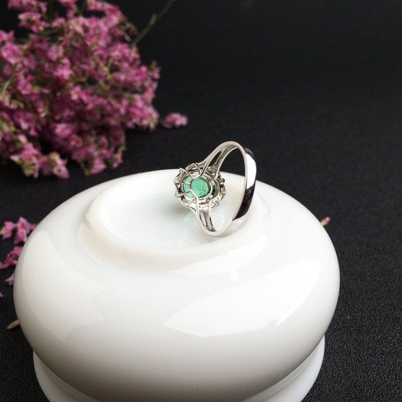 哥伦比亚18K金镶钻祖母绿戒指 - 红掌柜