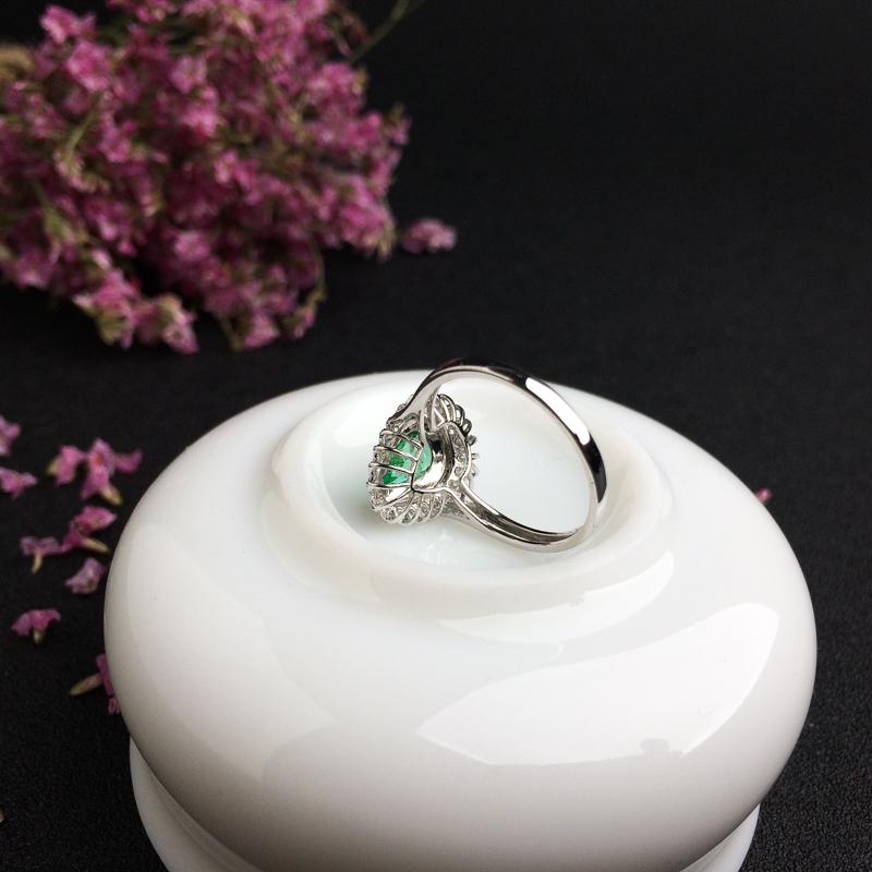 哥伦比亚18K金镶钻祖母绿戒指 - 红掌柜