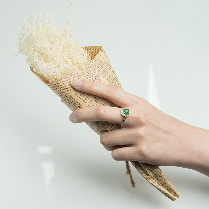 天然黄绿祖母绿戒指 - 红掌柜