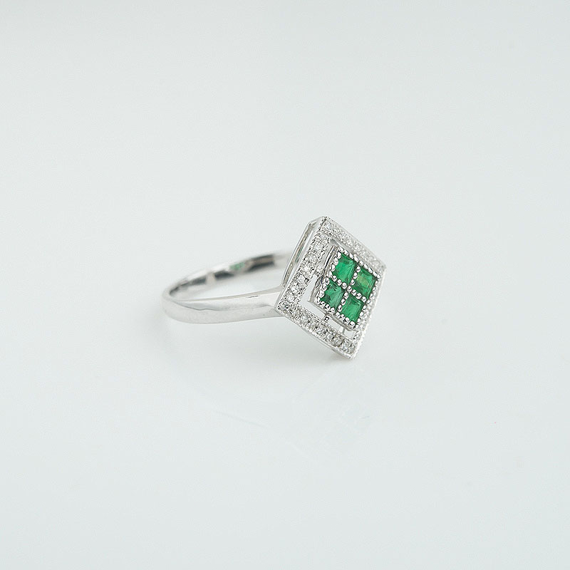 天然18K金镶蓝绿祖母绿戒指 - 红掌柜