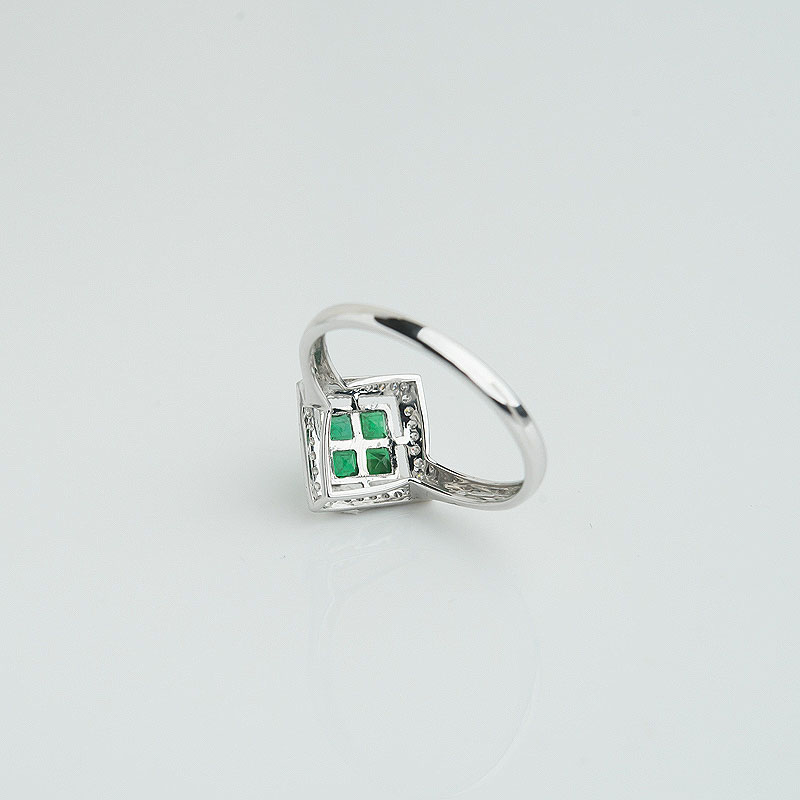 哥伦比亚18K金镶蓝绿祖母绿戒指 - 红掌柜