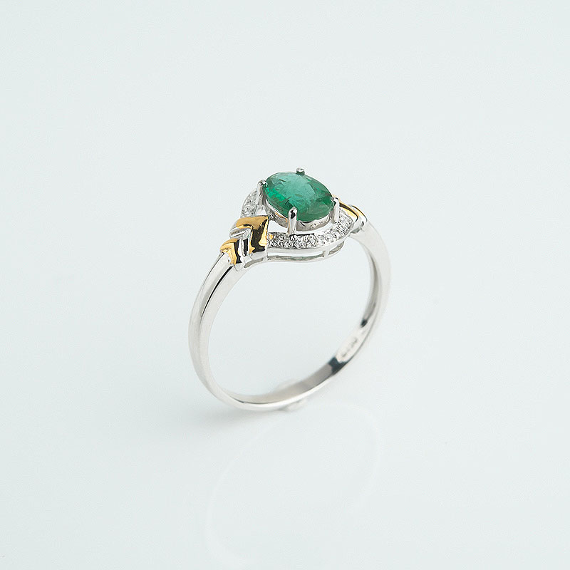 哥伦比亚蓝绿祖母绿戒指 - 红掌柜 