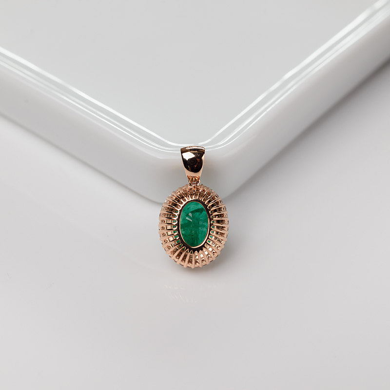 18K金镶钻祖母绿吊坠-红掌柜