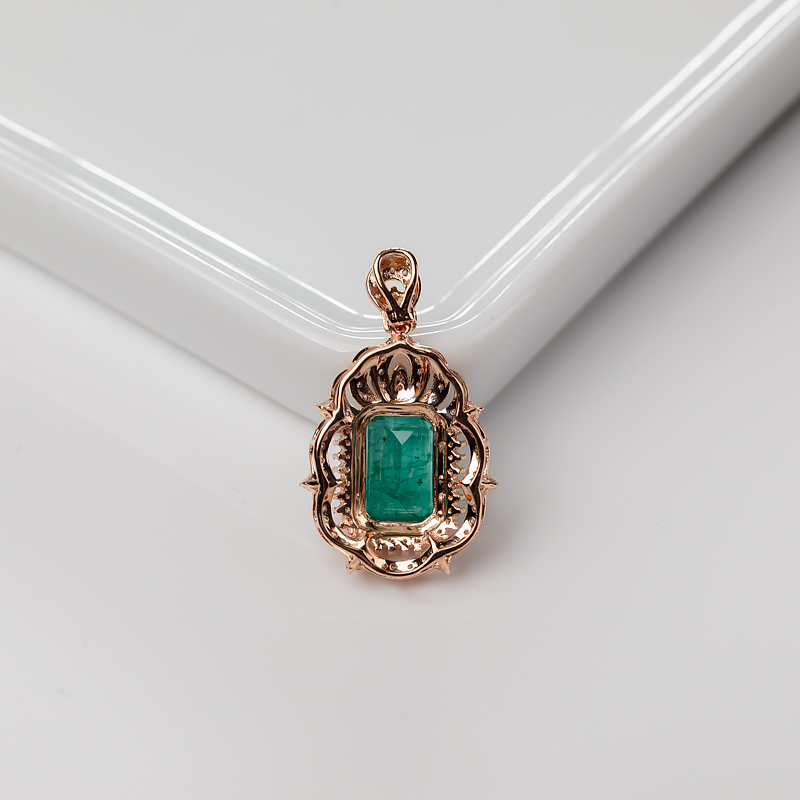 18K金镶钻祖母绿吊坠-红掌柜