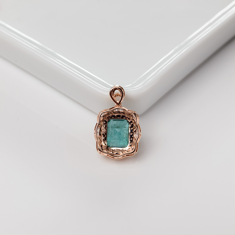 18K金镶钻祖母绿吊坠-红掌柜