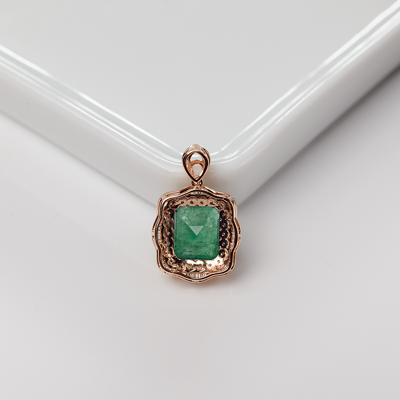 18K金镶钻祖母绿吊坠-红掌柜