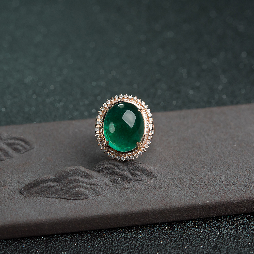 18K金镶钻蓝绿祖母绿两用款-红掌柜