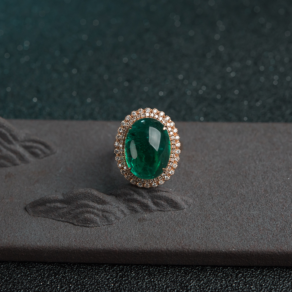 18K金镶钻蓝绿祖母绿两用款-红掌柜