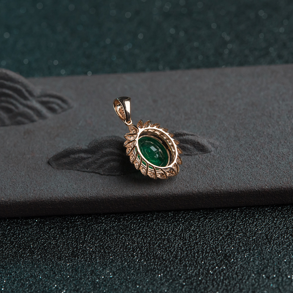 鲜绿祖母绿吊坠-红掌柜