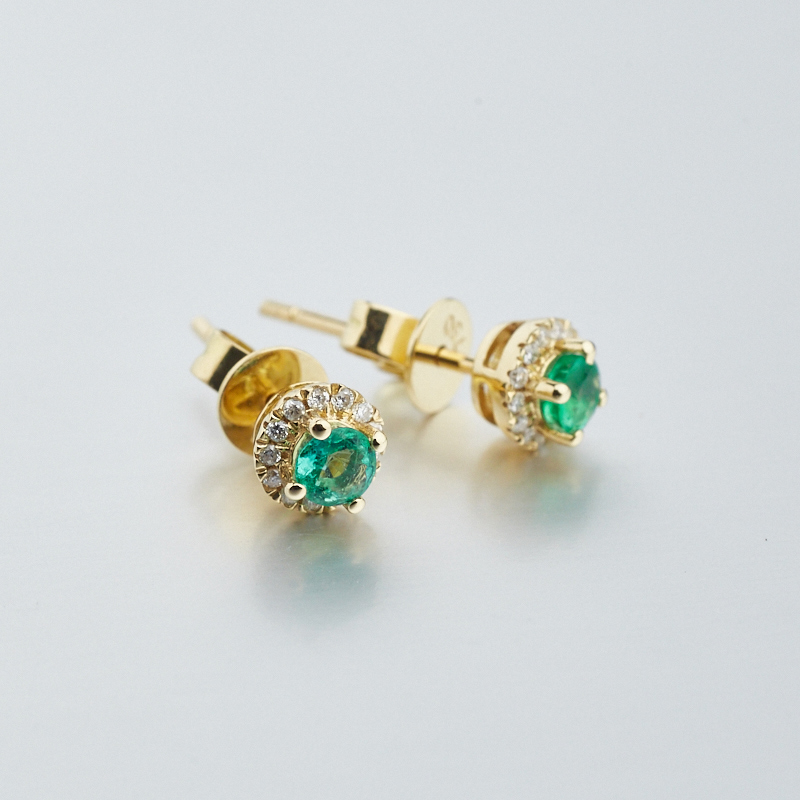 金镶祖母绿耳钉-红掌柜