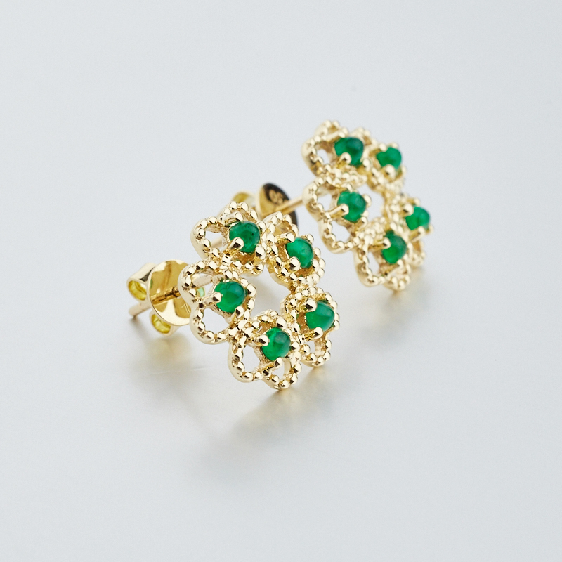 金镶祖母绿耳钉-红掌柜