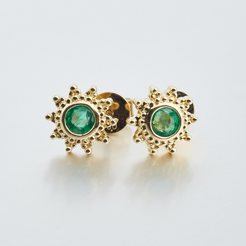 18K金镶祖母绿耳钉-红掌柜