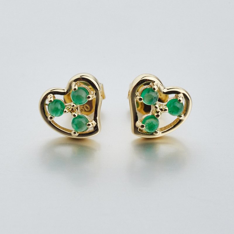 18K金镶祖母绿耳钉-红掌柜