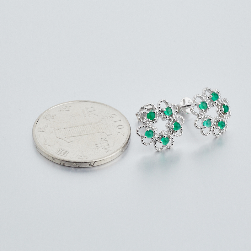 哥伦比亚天然祖母绿耳钉-红掌柜
