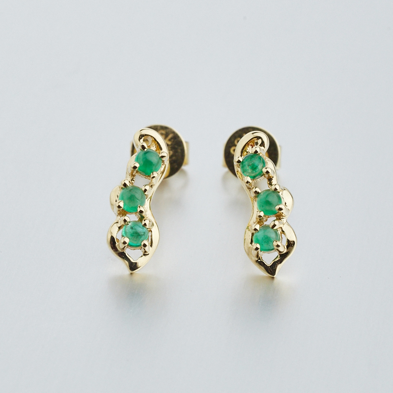 18K金镶钻哥伦比亚祖母绿耳钉-红掌柜