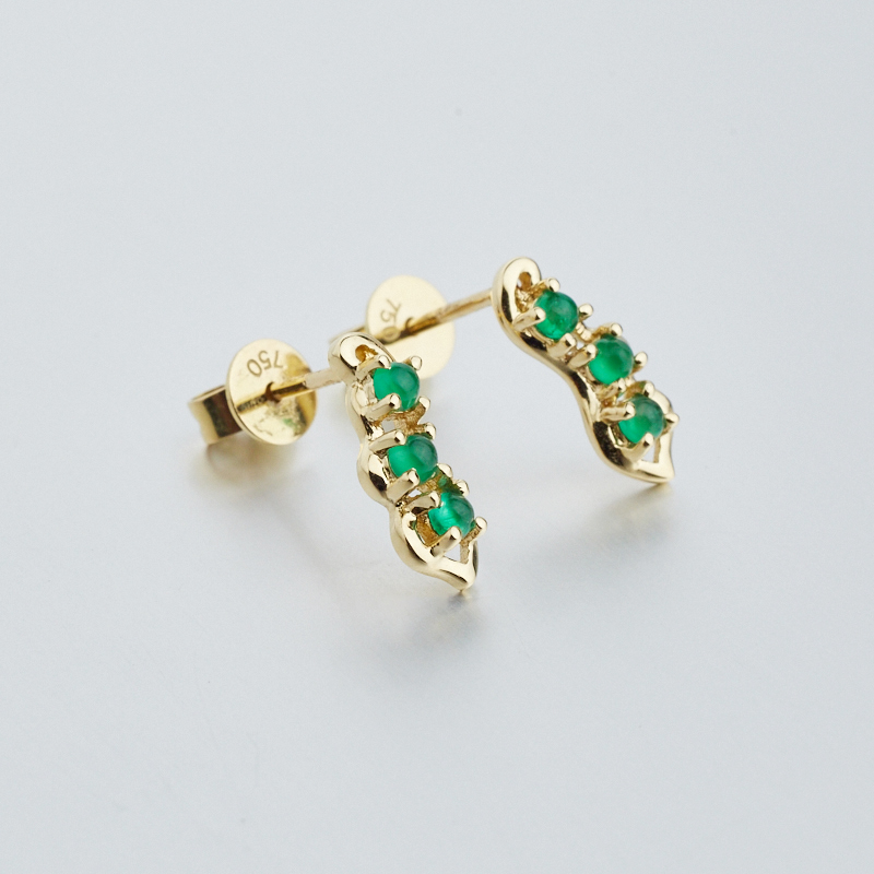 金镶钻哥伦比亚祖母绿耳钉-红掌柜