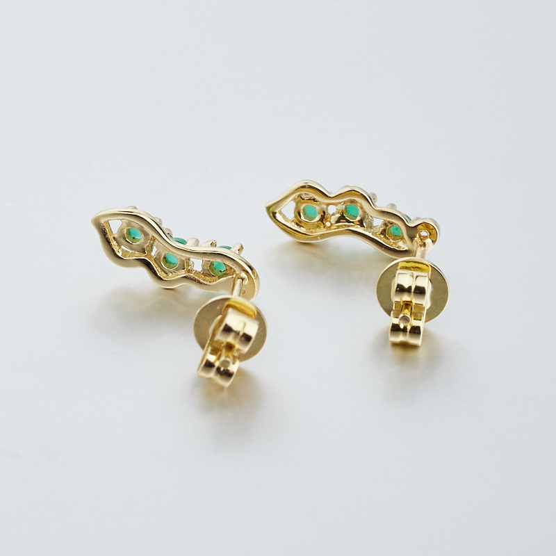 18K金镶钻祖母绿耳钉-红掌柜