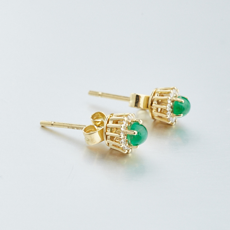 金镶钻哥伦比亚祖母绿耳钉-红掌柜
