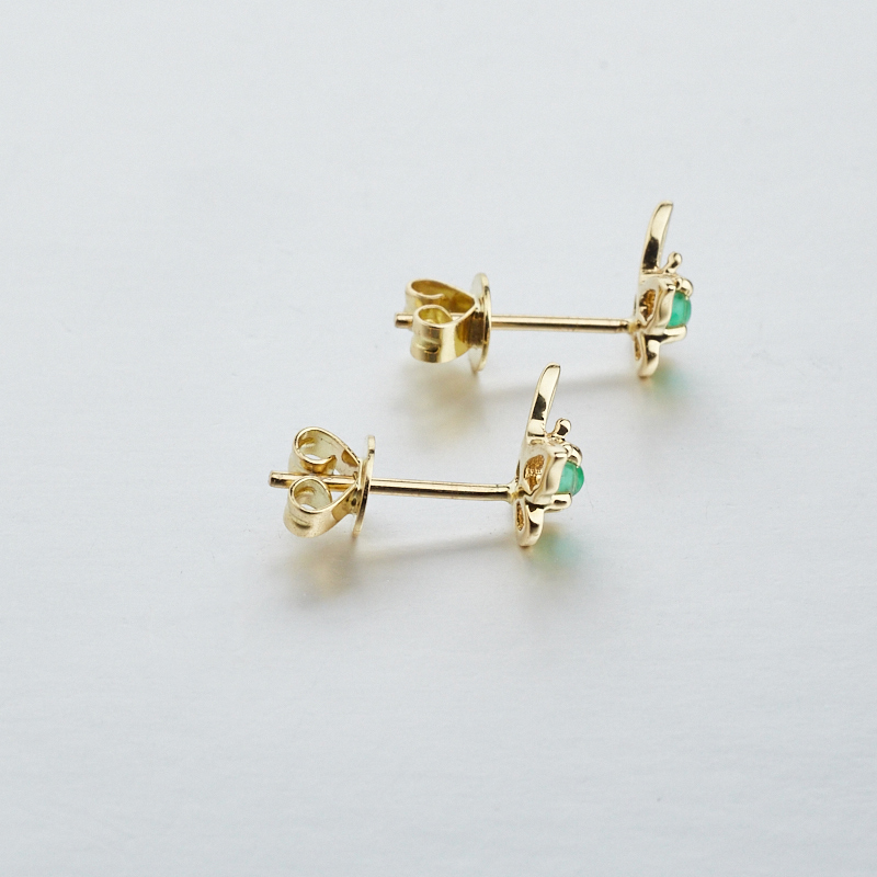 18K金镶天然祖母绿耳钉-红掌柜