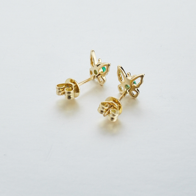 18K金镶哥伦比亚祖母绿耳钉-红掌柜