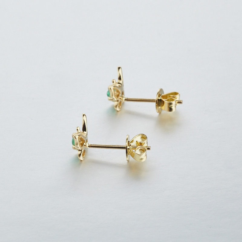 18K金镶祖母绿耳钉-红掌柜