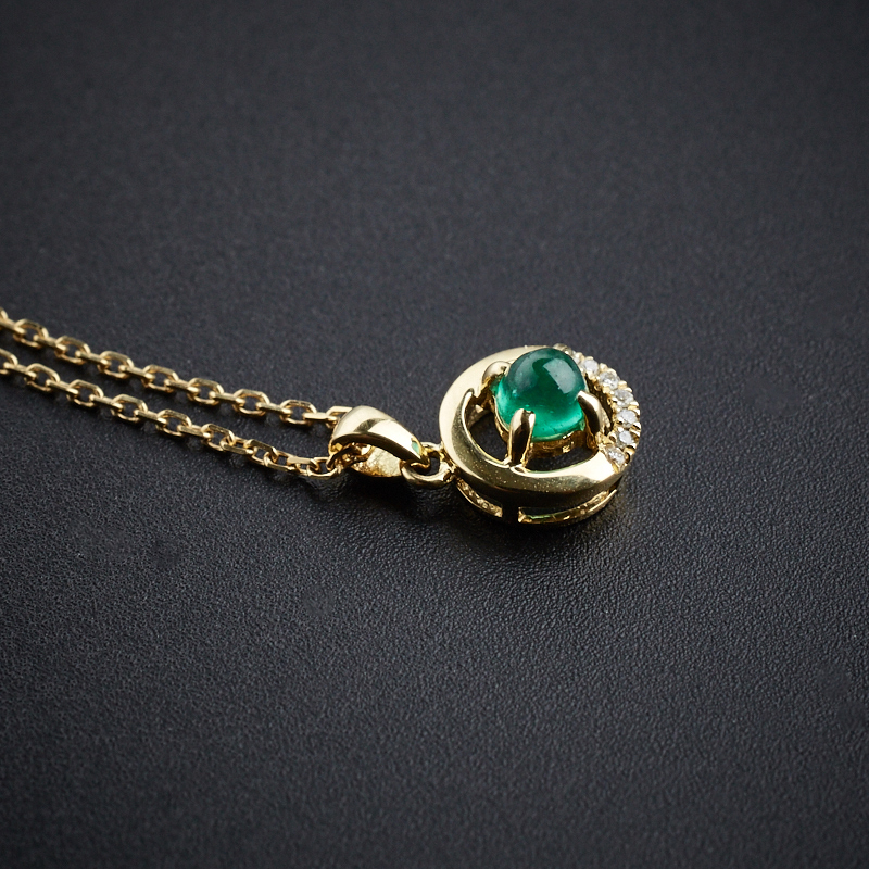 18K金镶钻天然祖母绿项链-红掌柜