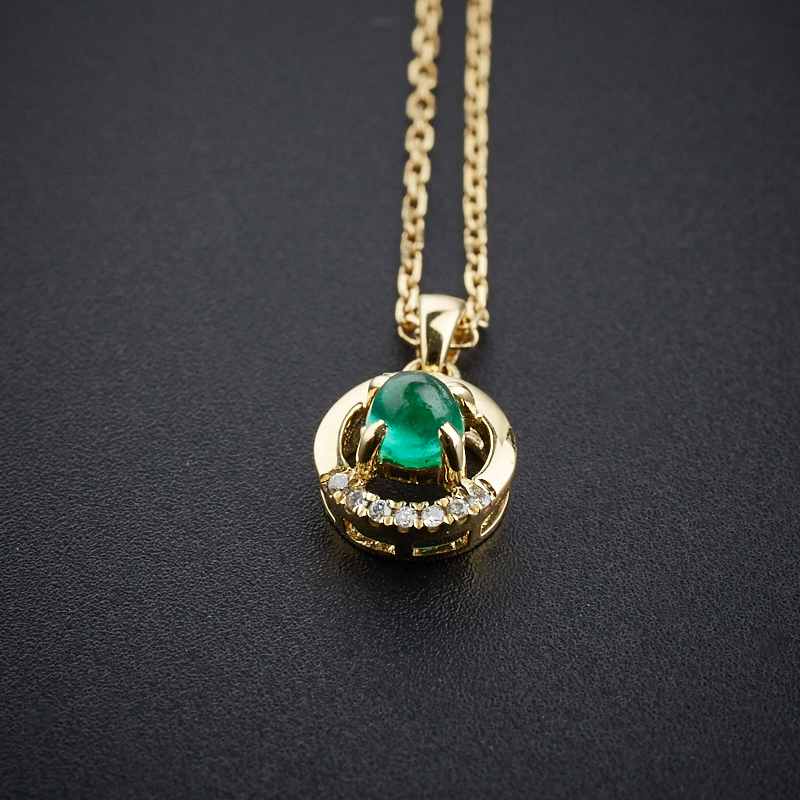 18K金镶钻哥伦比亚天然祖母绿项链-红掌柜