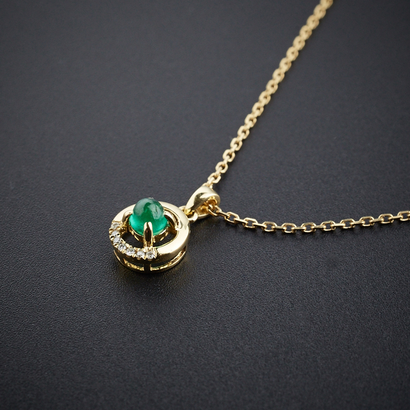 18K金镶钻哥伦比亚祖母绿项链-红掌柜