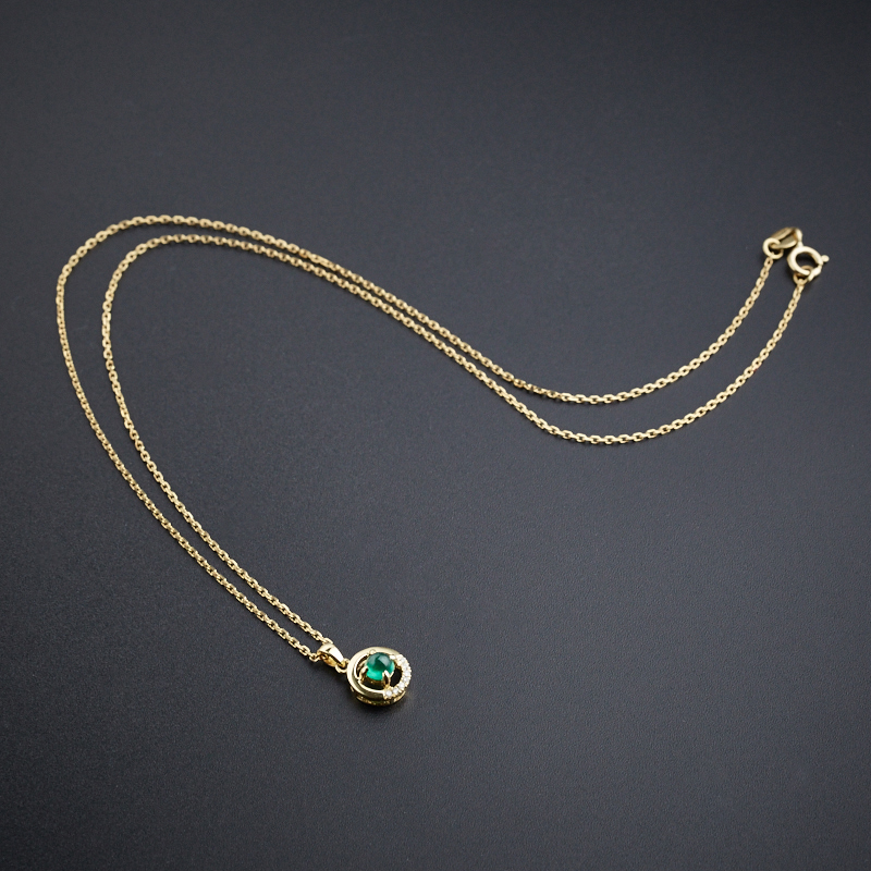 18K金镶钻祖母绿项链-红掌柜