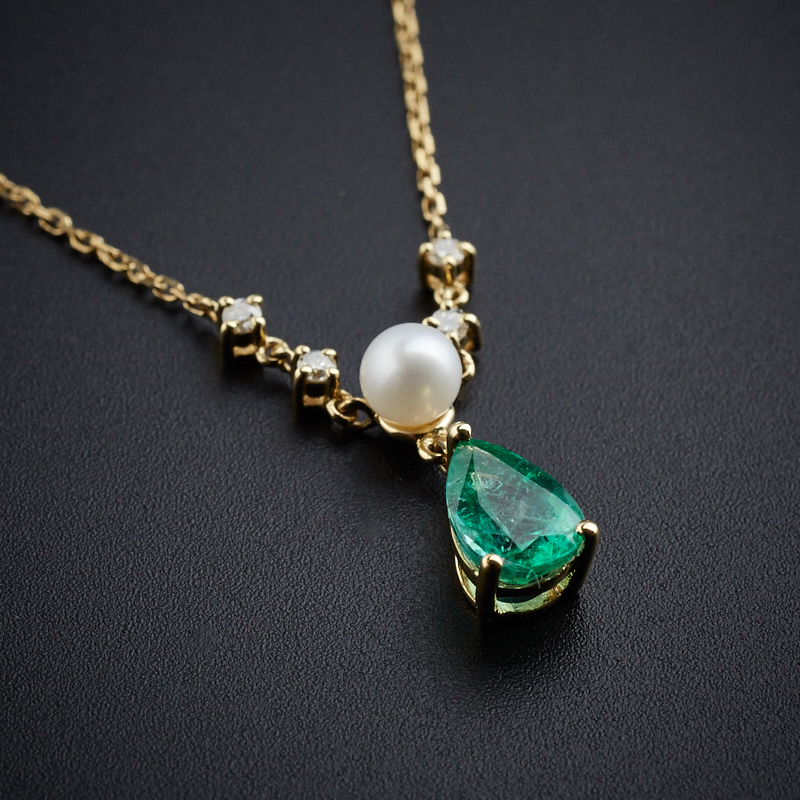 18K金天然祖母绿项链-红掌柜