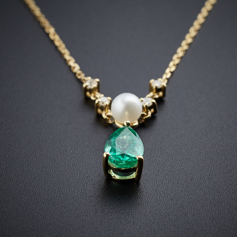 18K金祖母绿项链-红掌柜