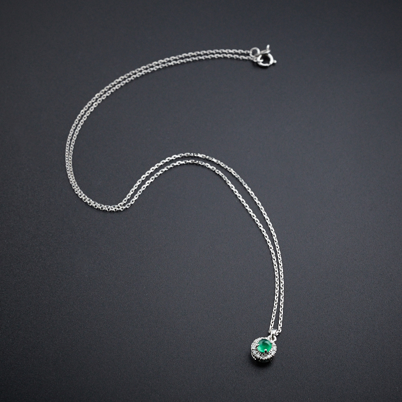 18K白金镶嵌哥伦比亚天然祖母绿项链-红掌柜