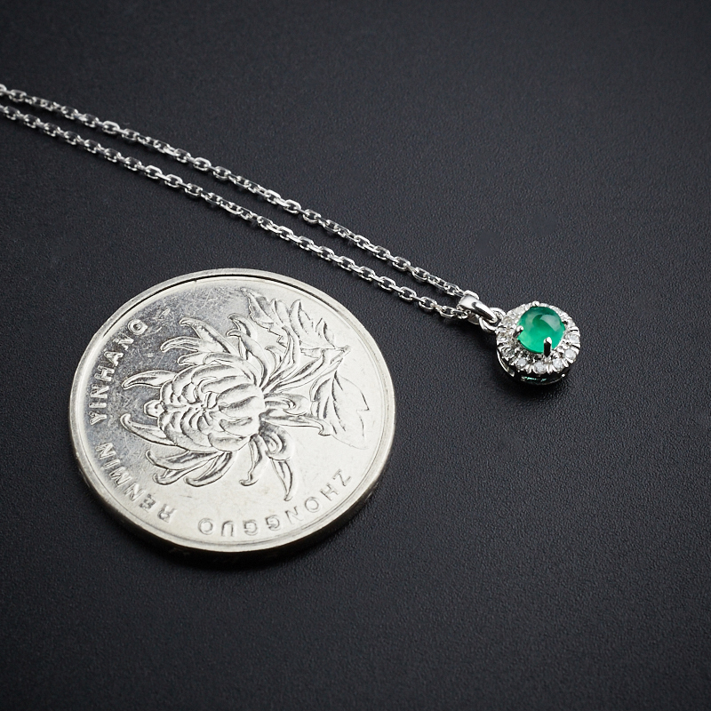 18K白金镶嵌祖母绿项链-红掌柜