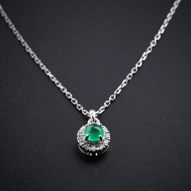 18K白金镶嵌哥伦比亚祖母绿项链-红掌柜