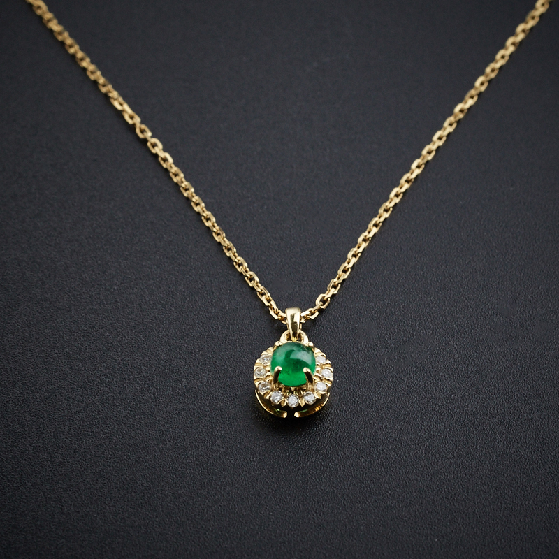 18K金镶嵌哥伦比亚天然祖母绿项链-红掌柜