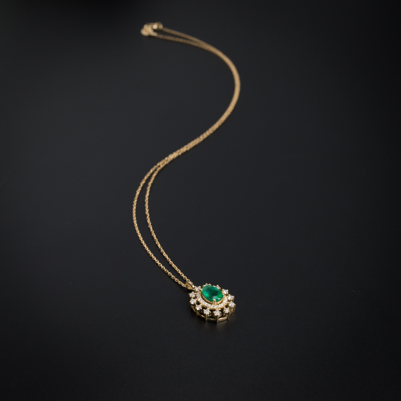 金镶嵌哥伦比亚祖母绿项链-红掌柜