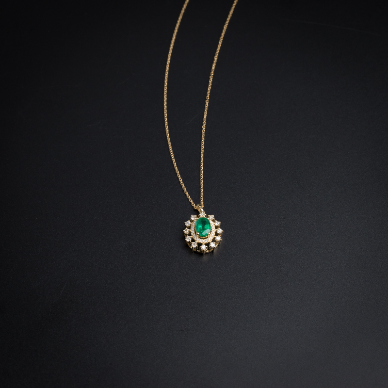 18K金镶嵌哥伦比亚祖母绿项链-红掌柜