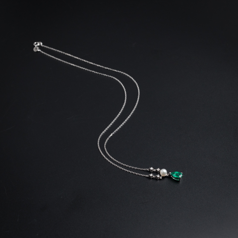 18K金镶嵌哥伦比亚天然祖母绿项链-红掌柜