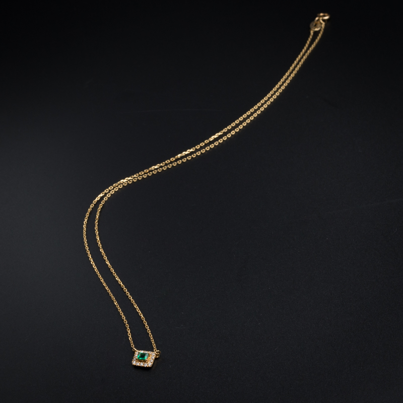 金镶嵌哥伦比亚天然祖母绿项链-红掌柜