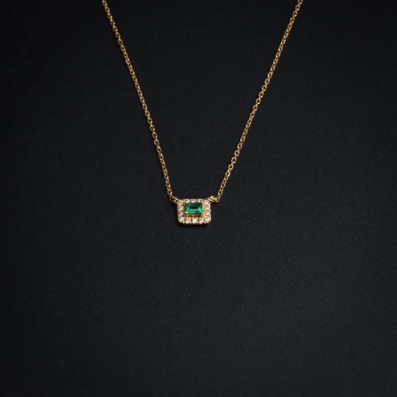 18K金镶嵌哥伦比亚天然祖母绿项链-红掌柜