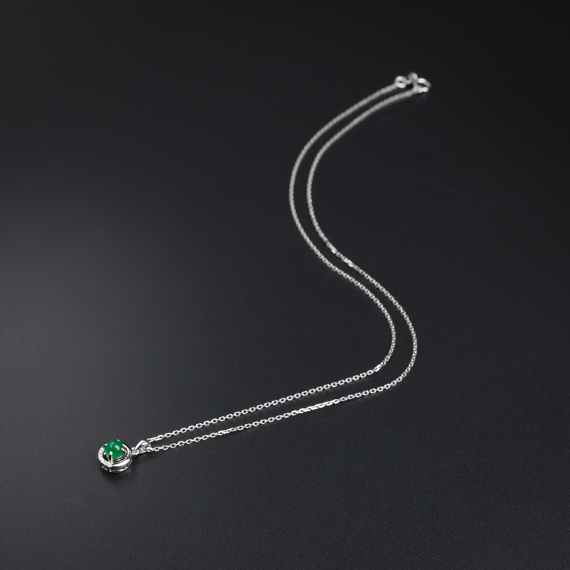 白金镶嵌哥伦比亚天然祖母绿项链-红掌柜