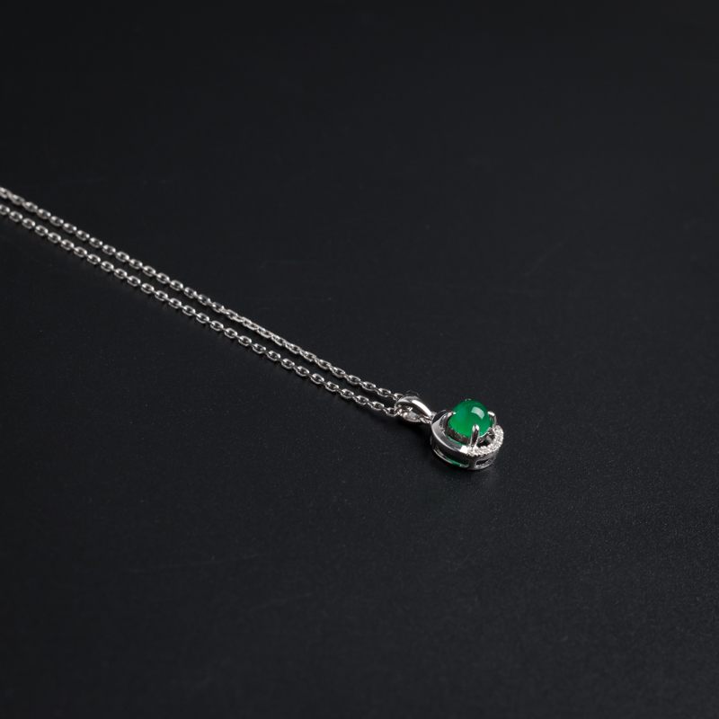 18K白金镶嵌哥伦比亚祖母绿项链-红掌柜